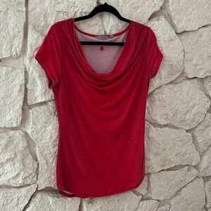 Athleta Red Short Sleeve Cowl Neck Top